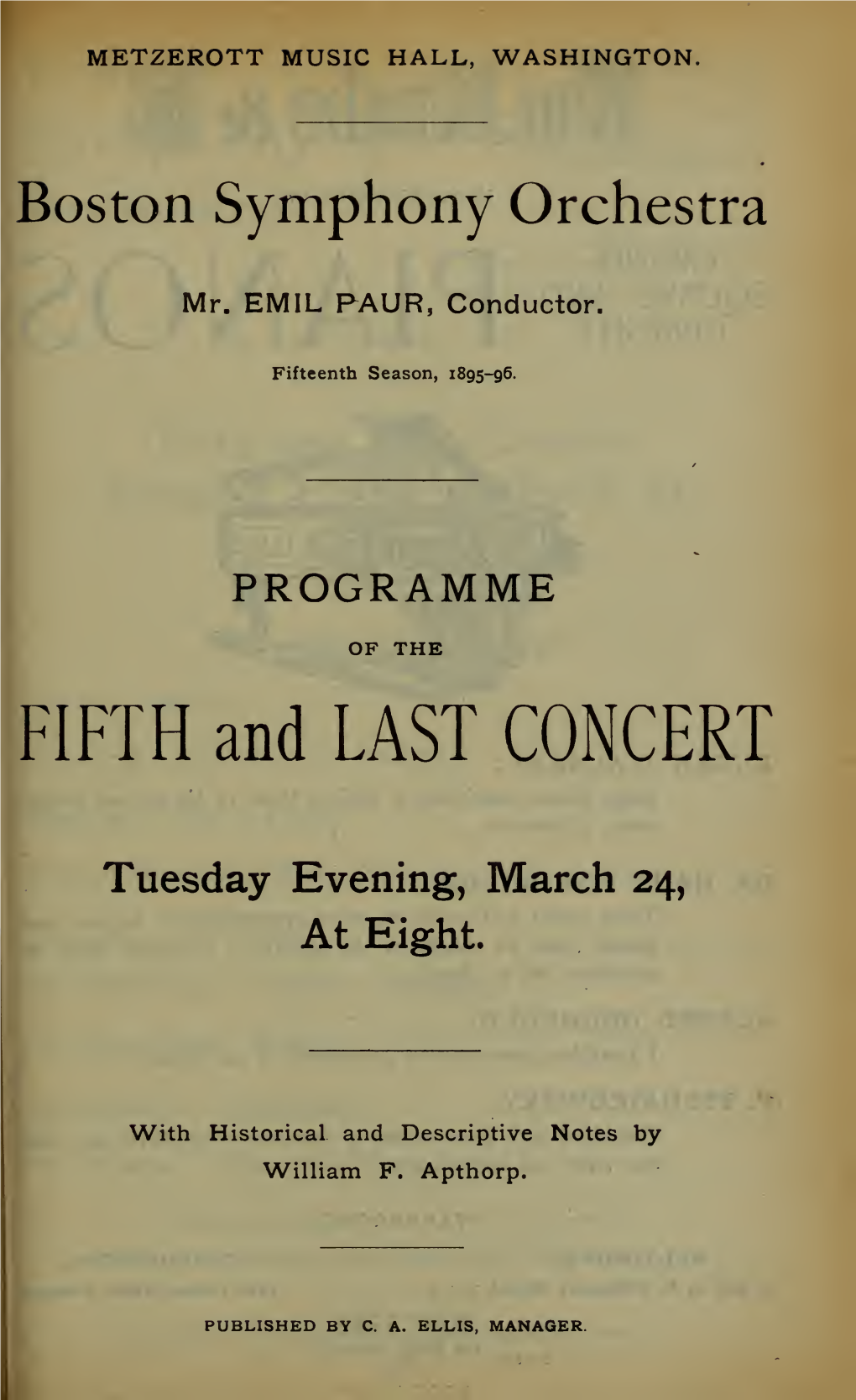 Boston Symphony Orchestra Concert Programs, Season 15, 1895-1896