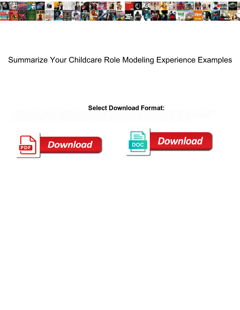 Summarize Your Childcare Role Modeling Experience Examples
