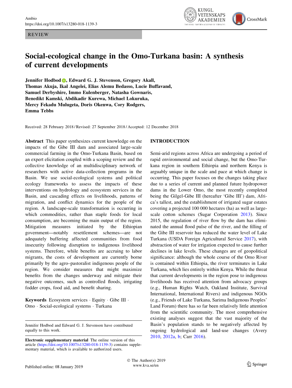 Social-Ecological Change in the Omo-Turkana Basin: a Synthesis of Current Developments