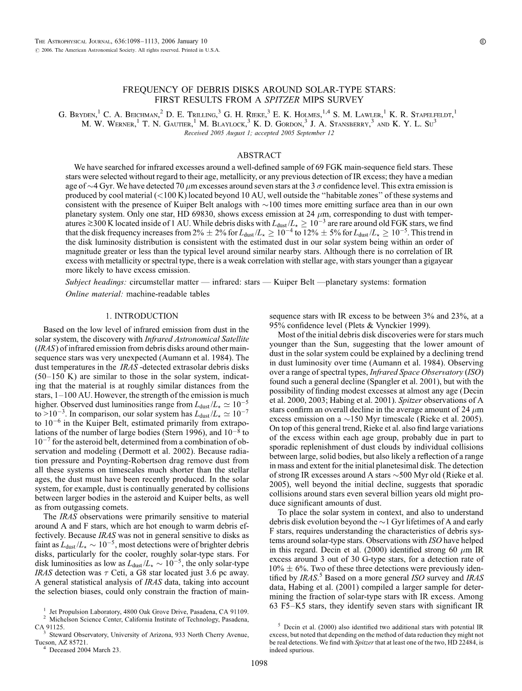 Frequency of Debris Disks Around Solar-Type Stars: First Results from a Spitzer Mips Survey G