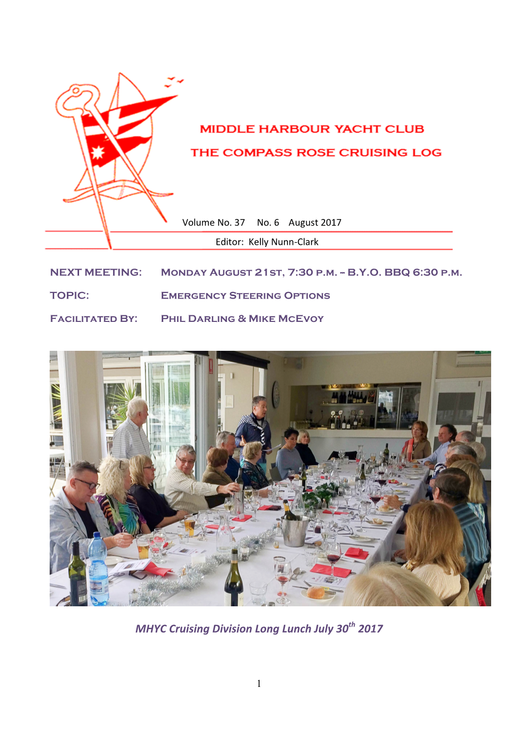 MHYC Cruising Division Long Lunch July 30Th 2017