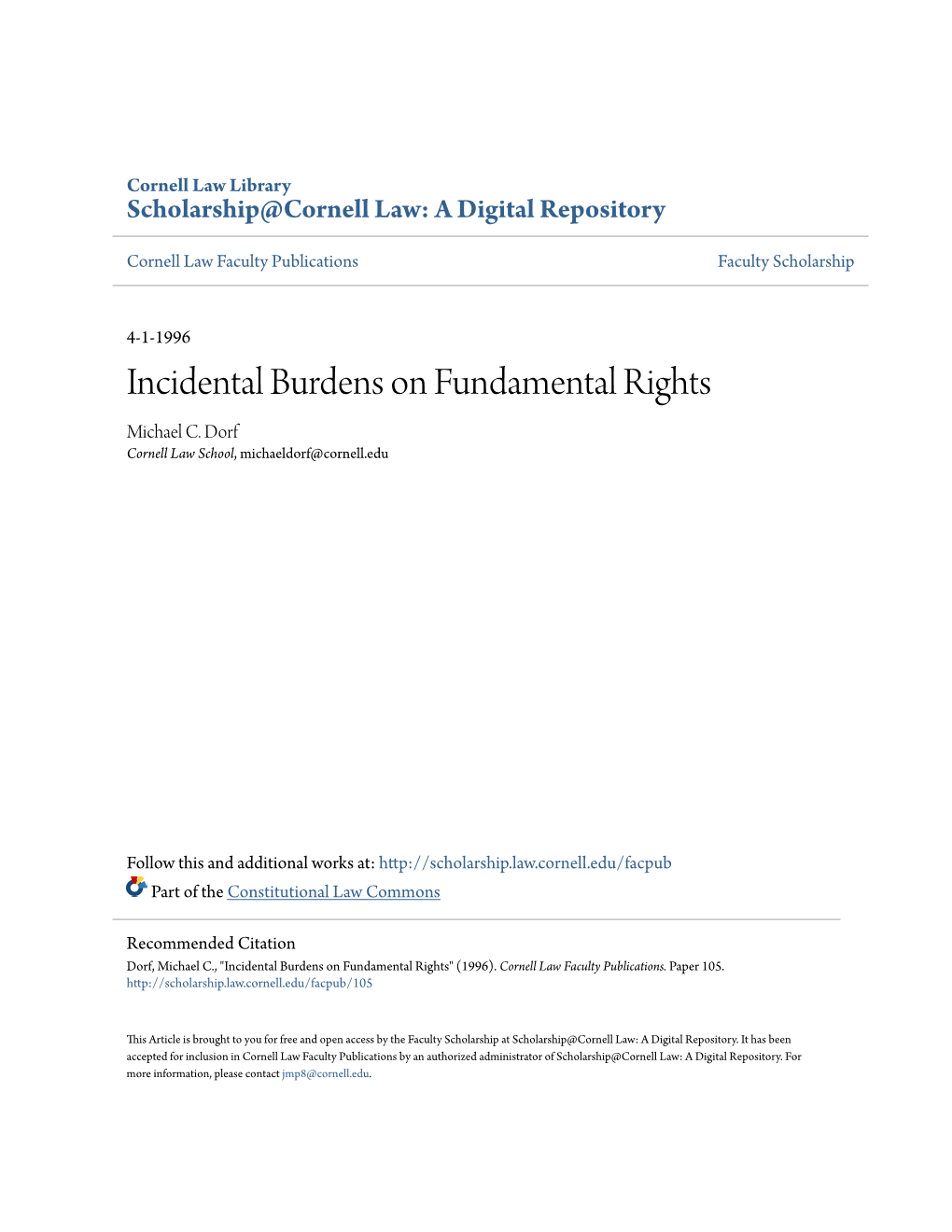 Incidental Burdens on Fundamental Rights Michael C