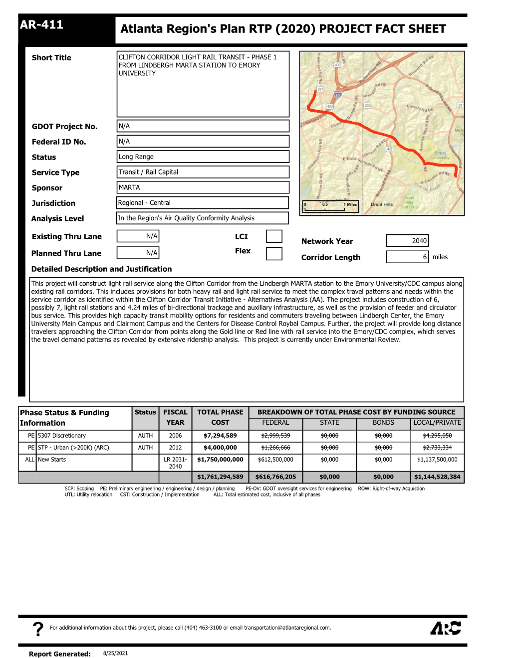 Atlanta Region's Plan RTP (2020) PROJECT FACT SHEET AR-411