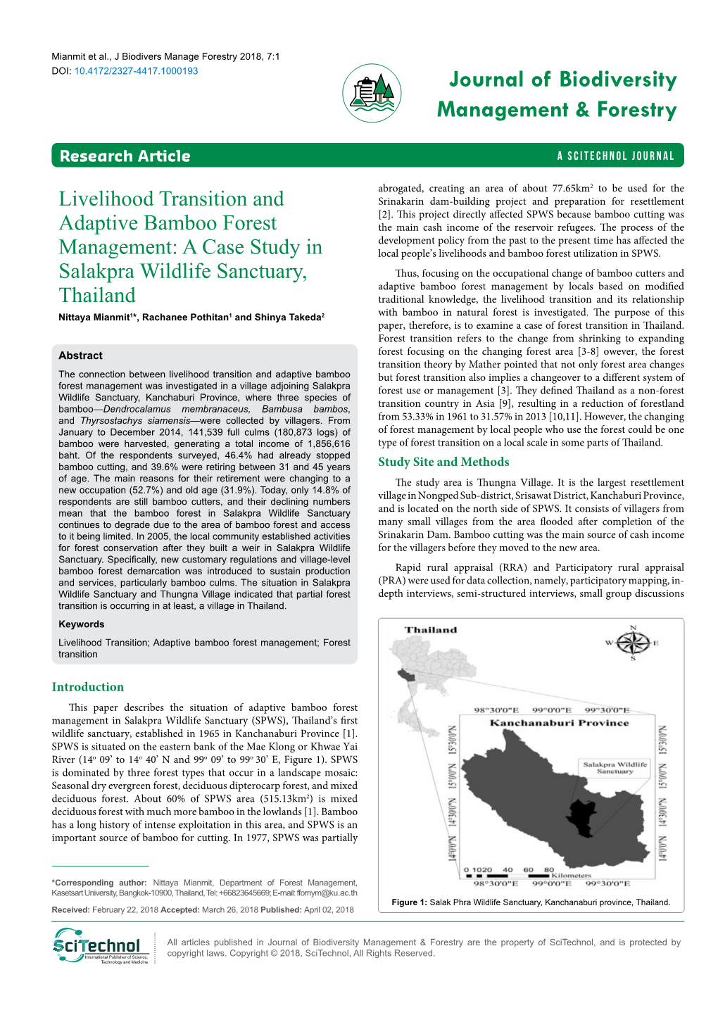 Livelihood Transition and Adaptive Bamboo Forest Management: a Case Study in Salakpra Wildlife Sanctuary, Thailand