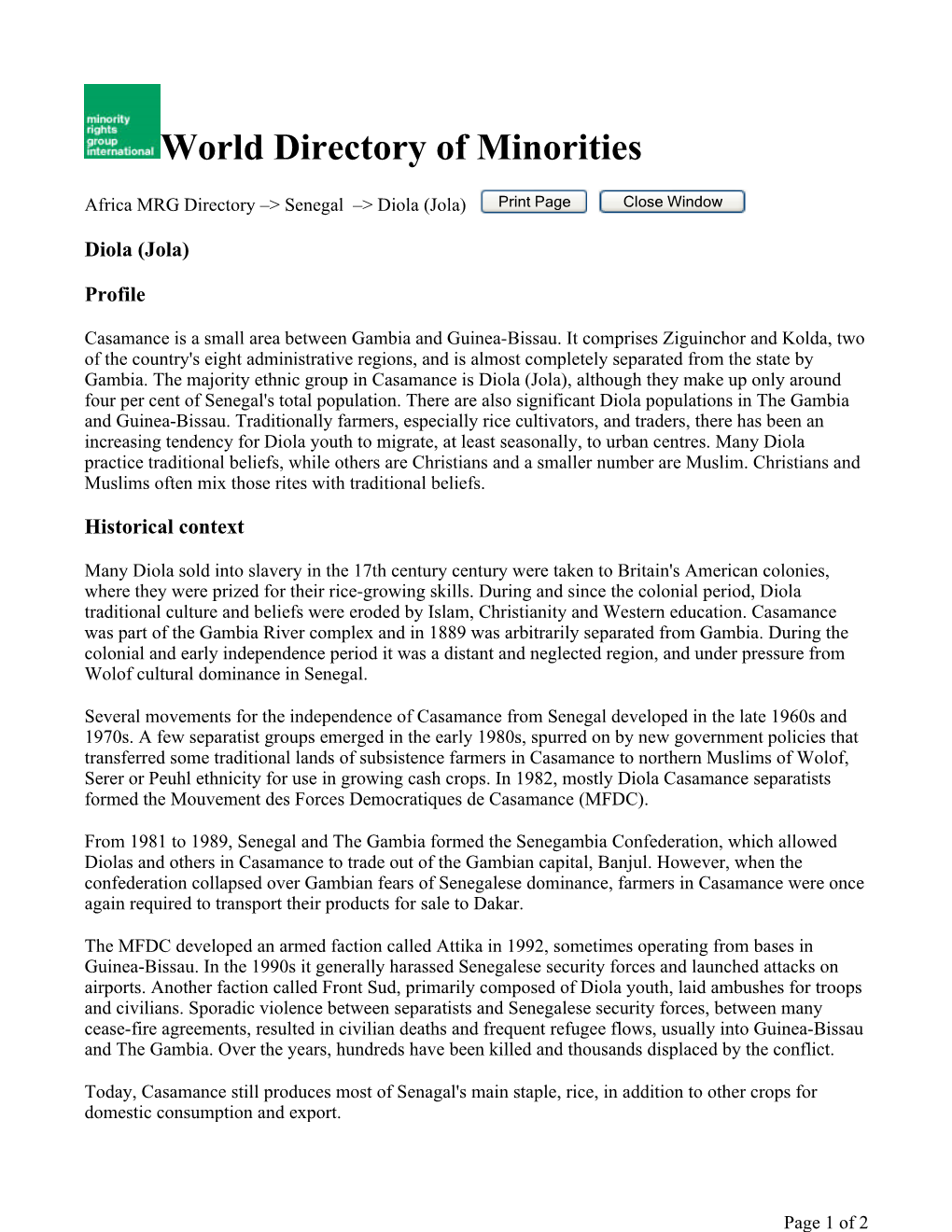 World Directory of Minorities