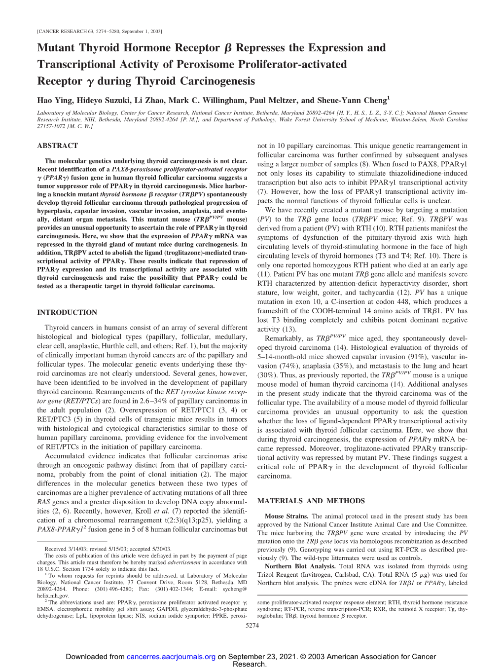 Mutant Thyroid Hormone Receptor Represses the Expression And