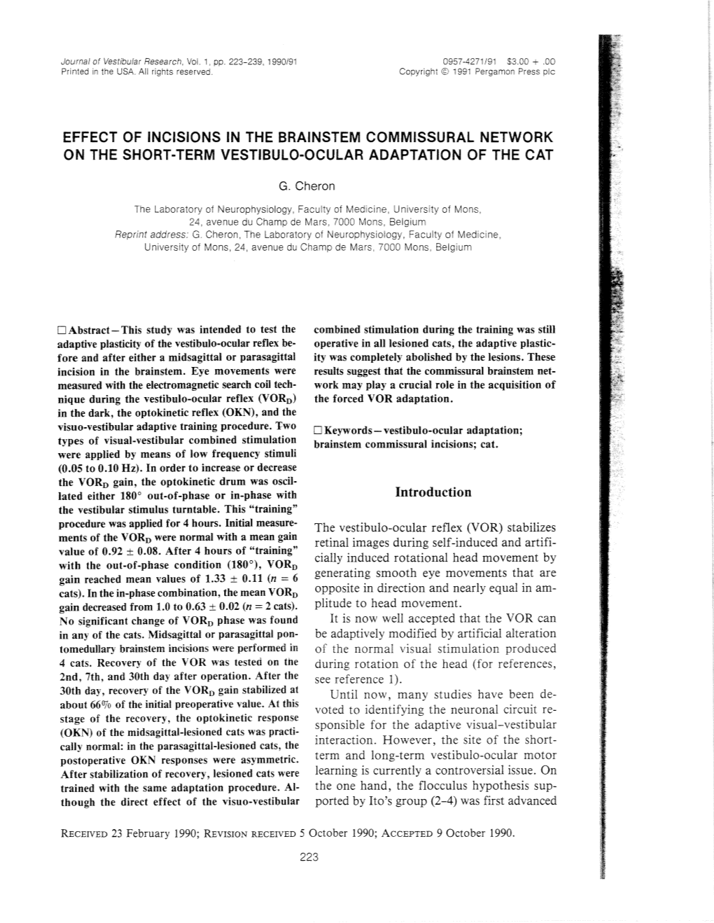 Introduction the Vestibular Stimulus Turntable