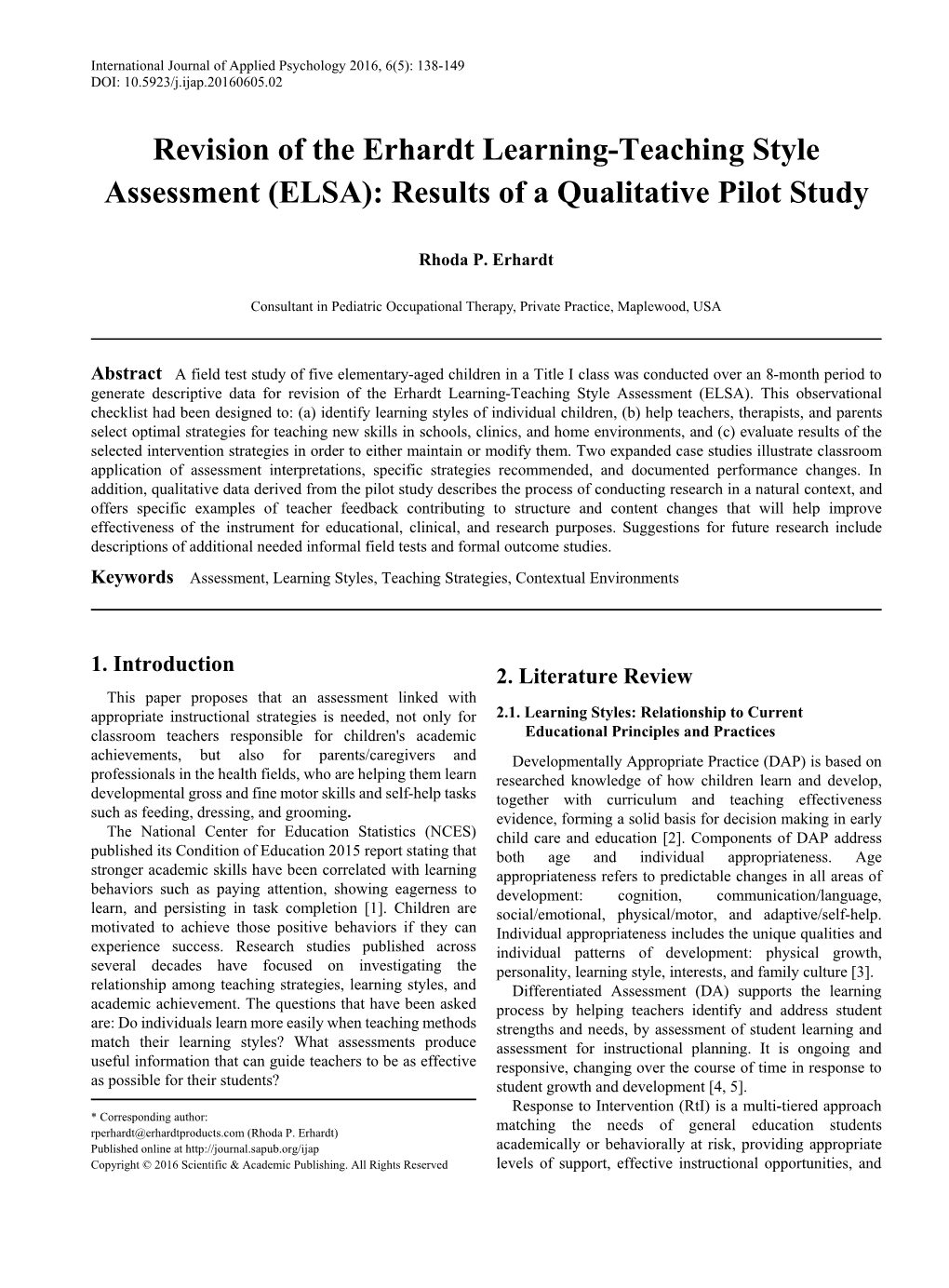 Assessment, Learning Styles, Teaching Strategies, Contextual Environments