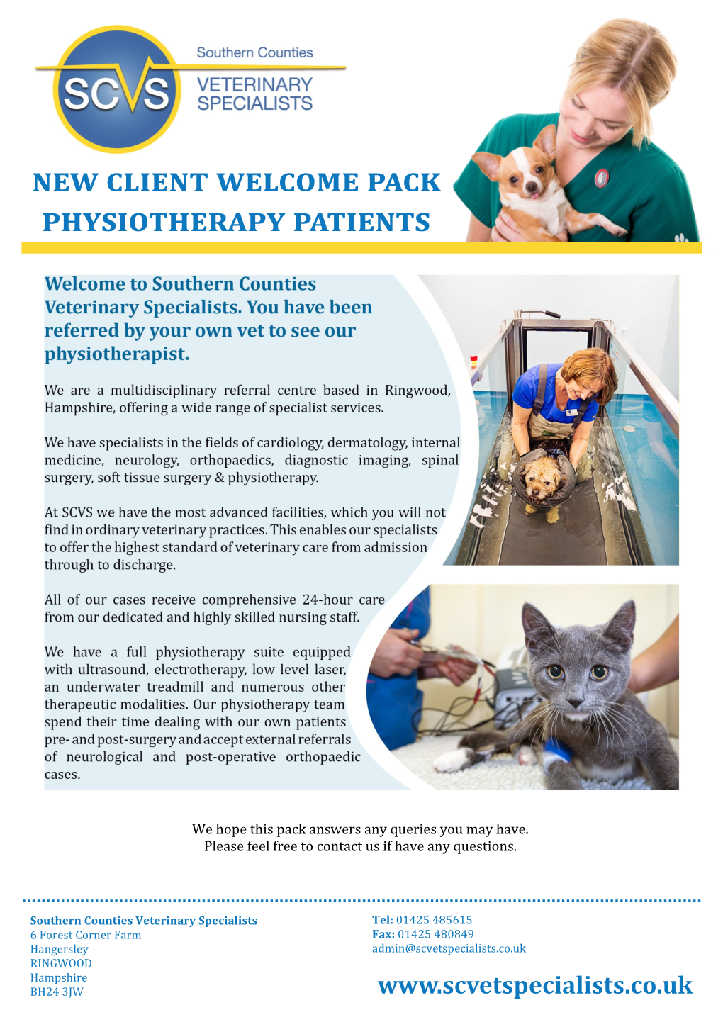 New Client Welcome Pack Physiotherapy Patients