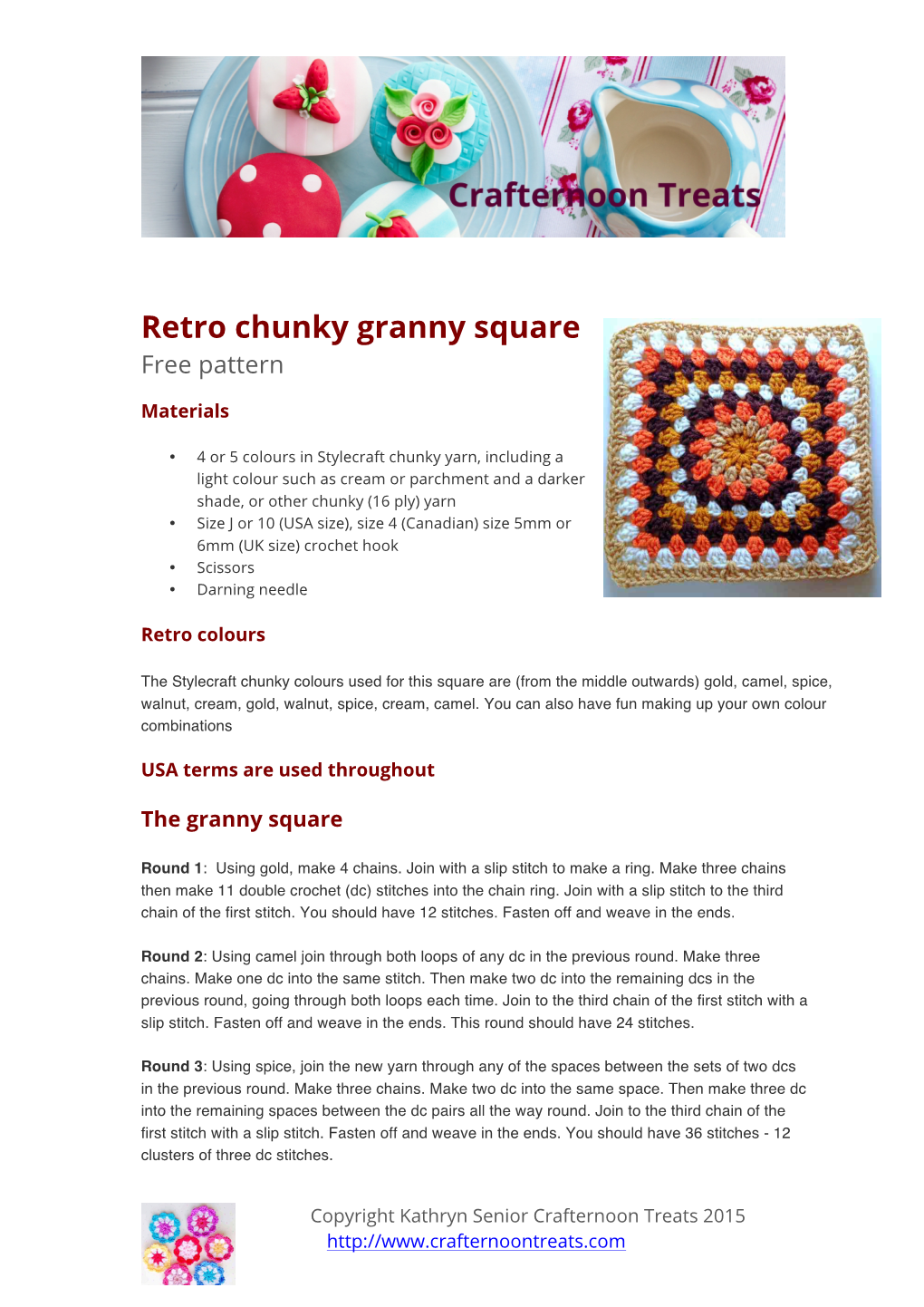 Retro Chunky Granny Square Free Pattern