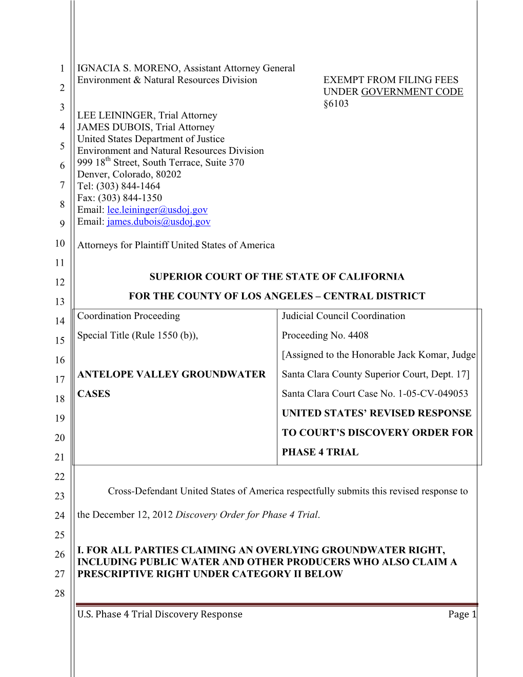 U.S. Phase 4 Trial Discovery Response Page 1 1 2 3 4 5 6 7 8 9