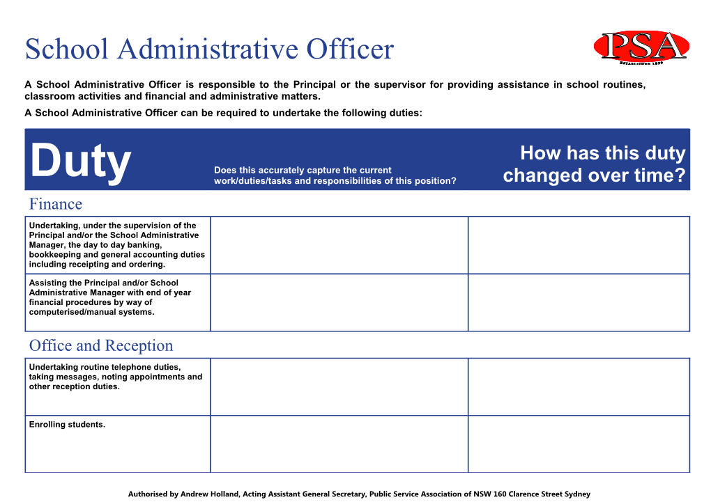 A School Administrative Officer Can Be Required to Undertake the Following Duties