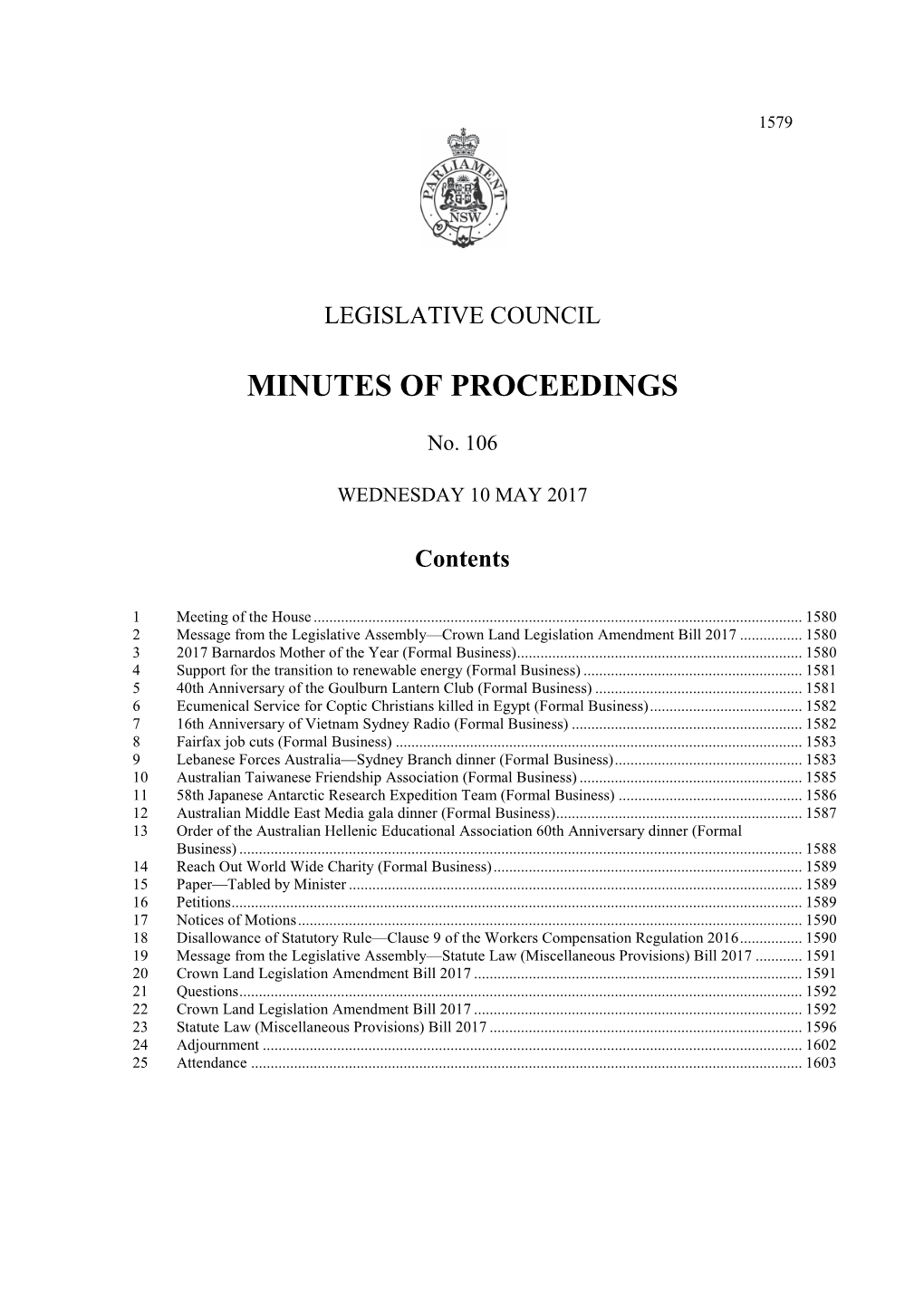 Minutes of Proceedings