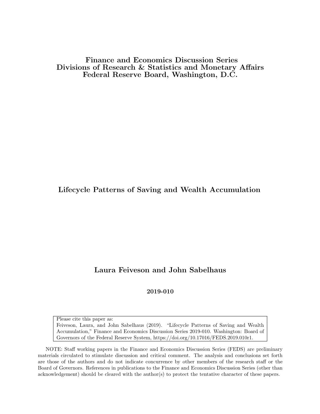 Lifecycle Patterns of Saving and Wealth Accumulation