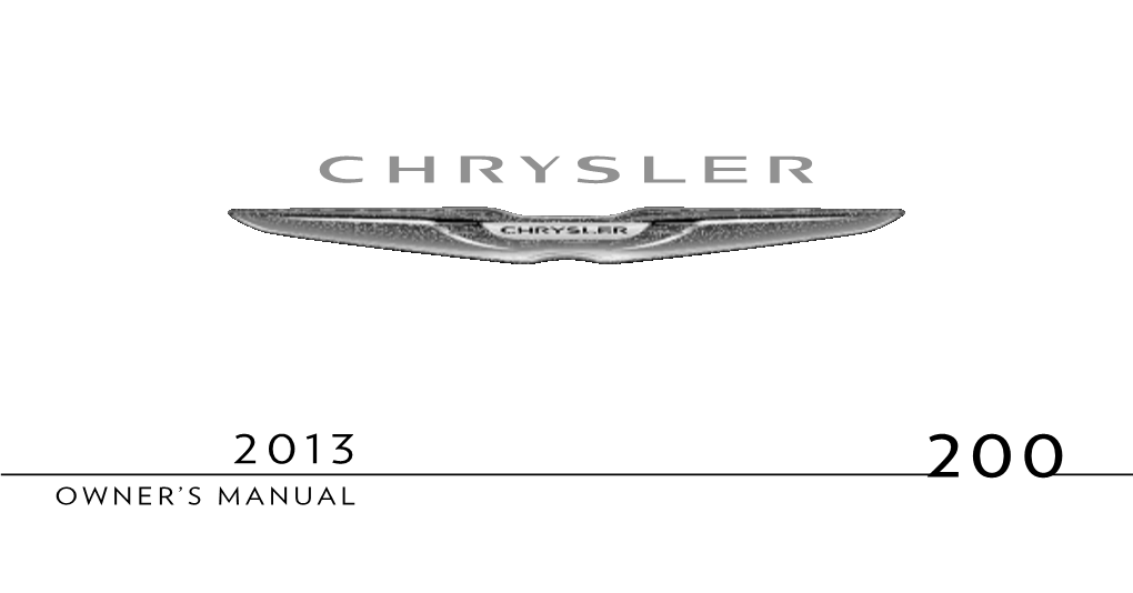 2013 Chrysler 200 Sedan Owner's Manual