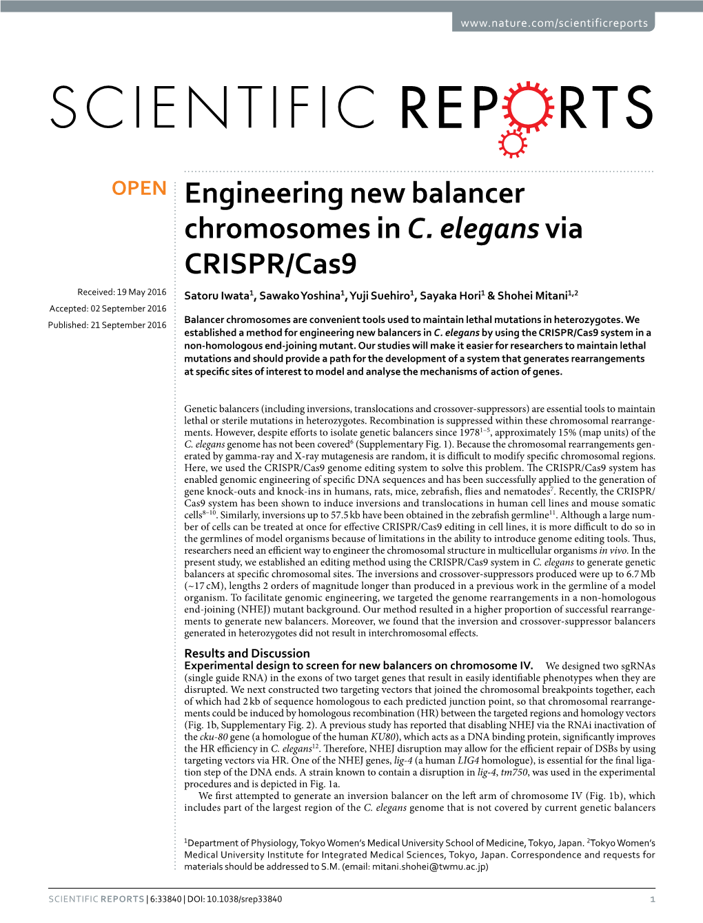 Engineering New Balancer Chromosomes in C. Elegans Via