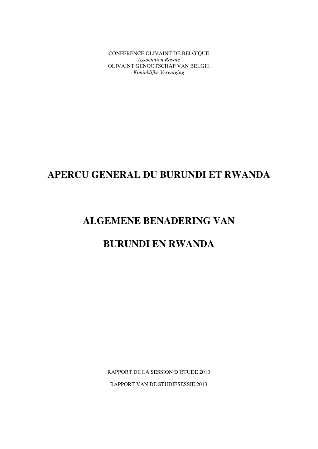 Rapport Burundi & Rwanda 2013