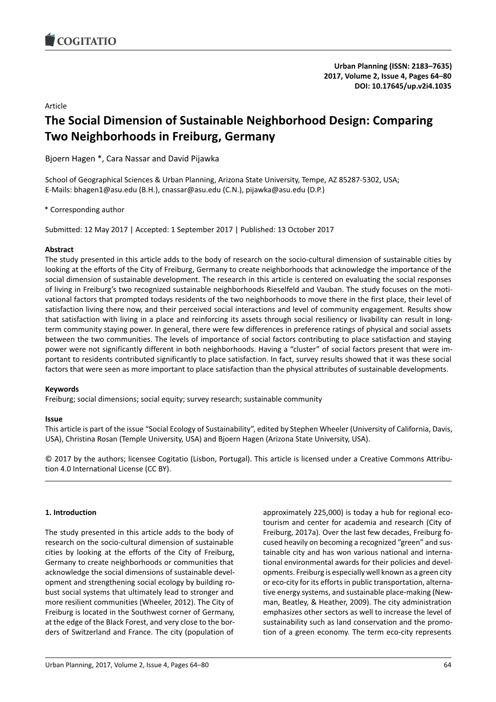 Comparing Two Neighborhoods in Freiburg, Germany