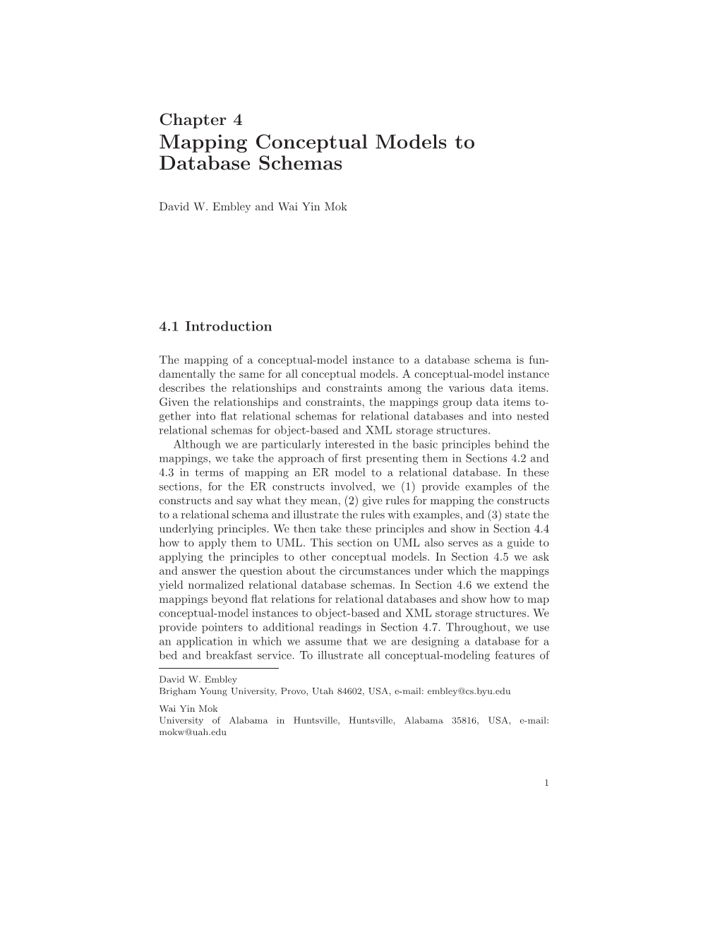 Mapping Conceptual Models to Database Schemas