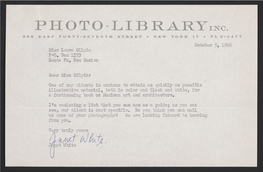 PHOTO Libraryinc. 305 EAST F O R T Y-S E V E N T H STREET • NEW YORK 17 • PL 2-4477 October 5> 1966 Miss Laura Gilpin P‘O