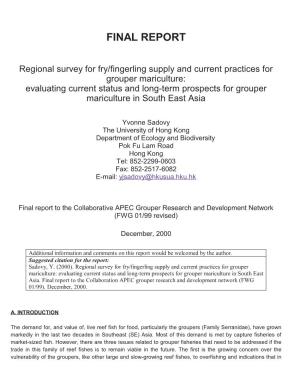Regional Survey for Fry/Fingerling Supply and Current