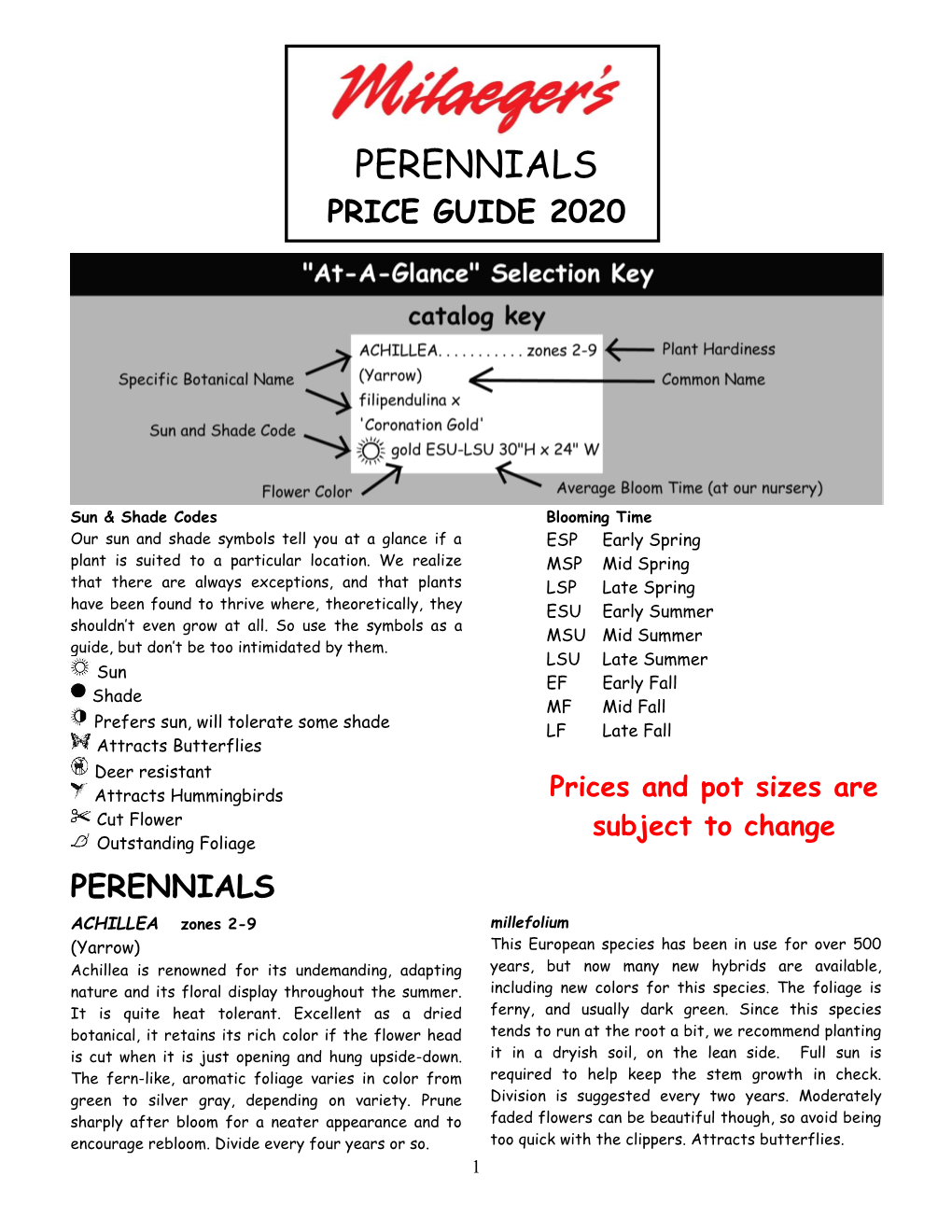 Perennials Price Guide 2020