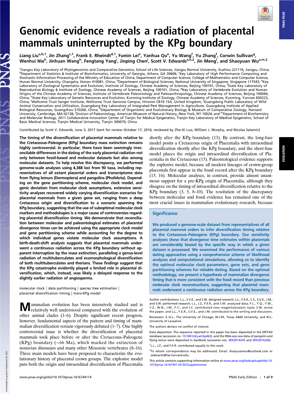 Genomic Evidence Reveals a Radiation of Placental Mammals Uninterrupted