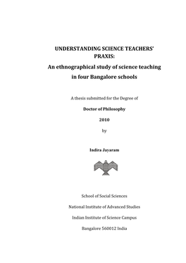 An Ethnographical Study of Science Teaching in Four Bangalore Schools