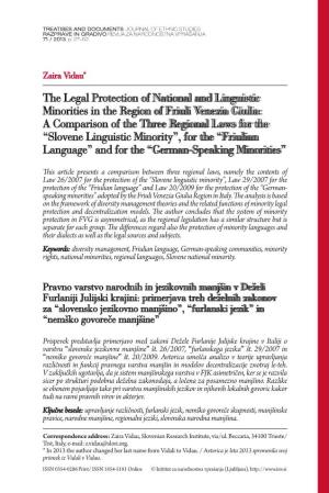 The Legal Protection of National and Linguistic Minorities in the Region Of