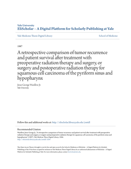 A Retrospective Comparison of Tumor Recurrence and Patient Survival After