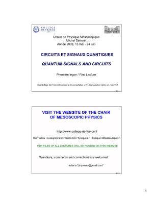 Circuits Et Signaux Quantiques Quantum