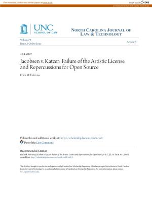 Jacobsen V. Katzer: Failure of the Artistic License and Repercussions for Open Source Erich M