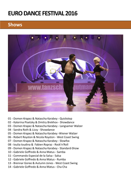 EURO DANCE FESTIVAL 2016 Shows
