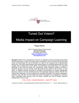 Tuned out Voters? Media Impact on Campaign Learning