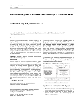 Bioinformatics Glossary Based Database of Biological Databases: DBD