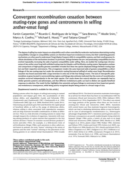 Convergent Recombination Cessation Between Mating-Type Genes and Centromeres in Selfing Anther-Smut Fungi