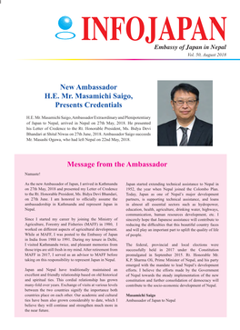 New Ambassador H.E. Mr. Masamichi Saigo, Presents Credentials