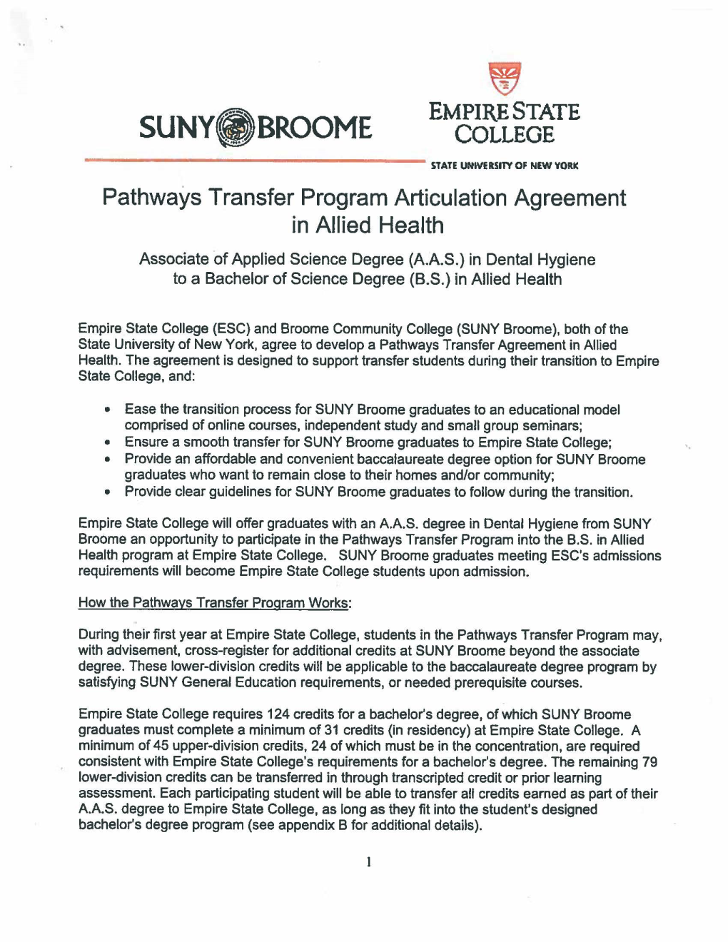 Empire State College Transfer Agreement