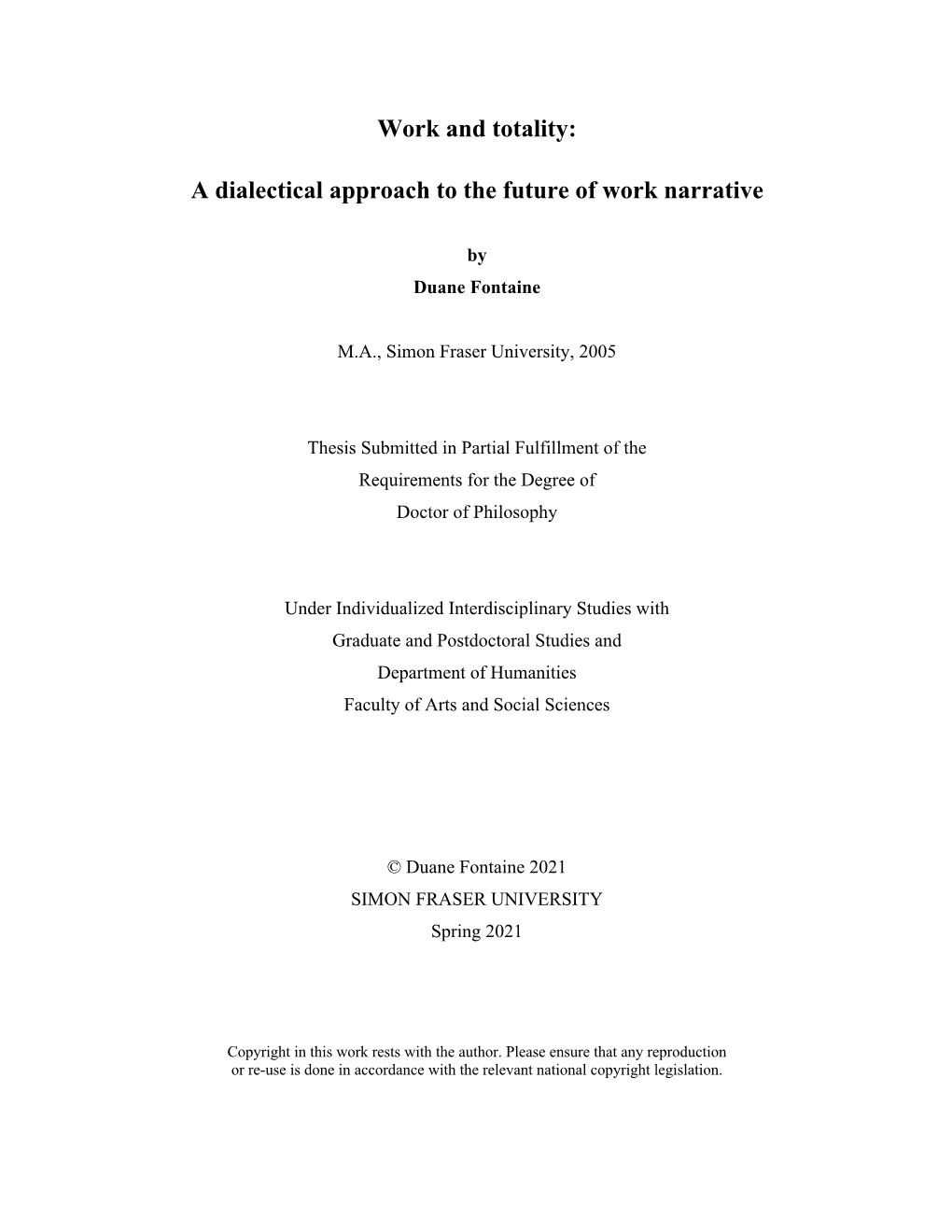 A Dialectical Approach to the Future of Work Narrative