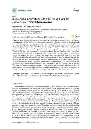 Identifying Ecosystem Key Factors to Support Sustainable Water Management