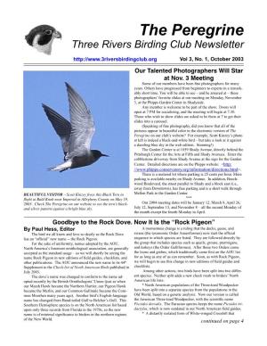The Peregrine Three Rivers Birding Club Newsletter