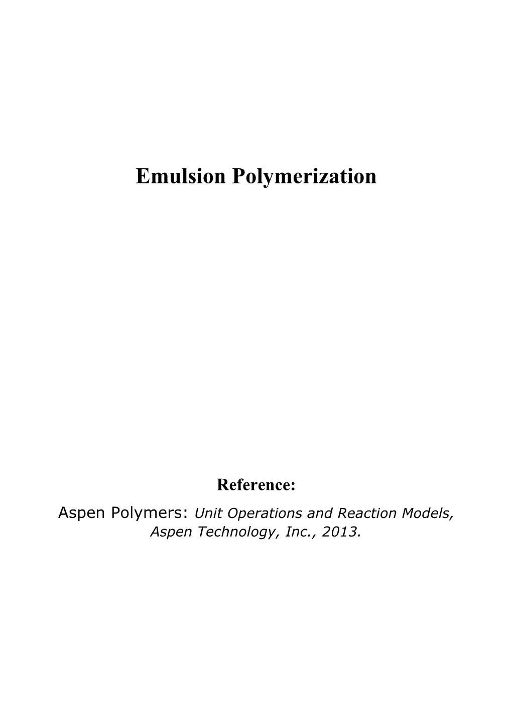 Emulsion Polymerization