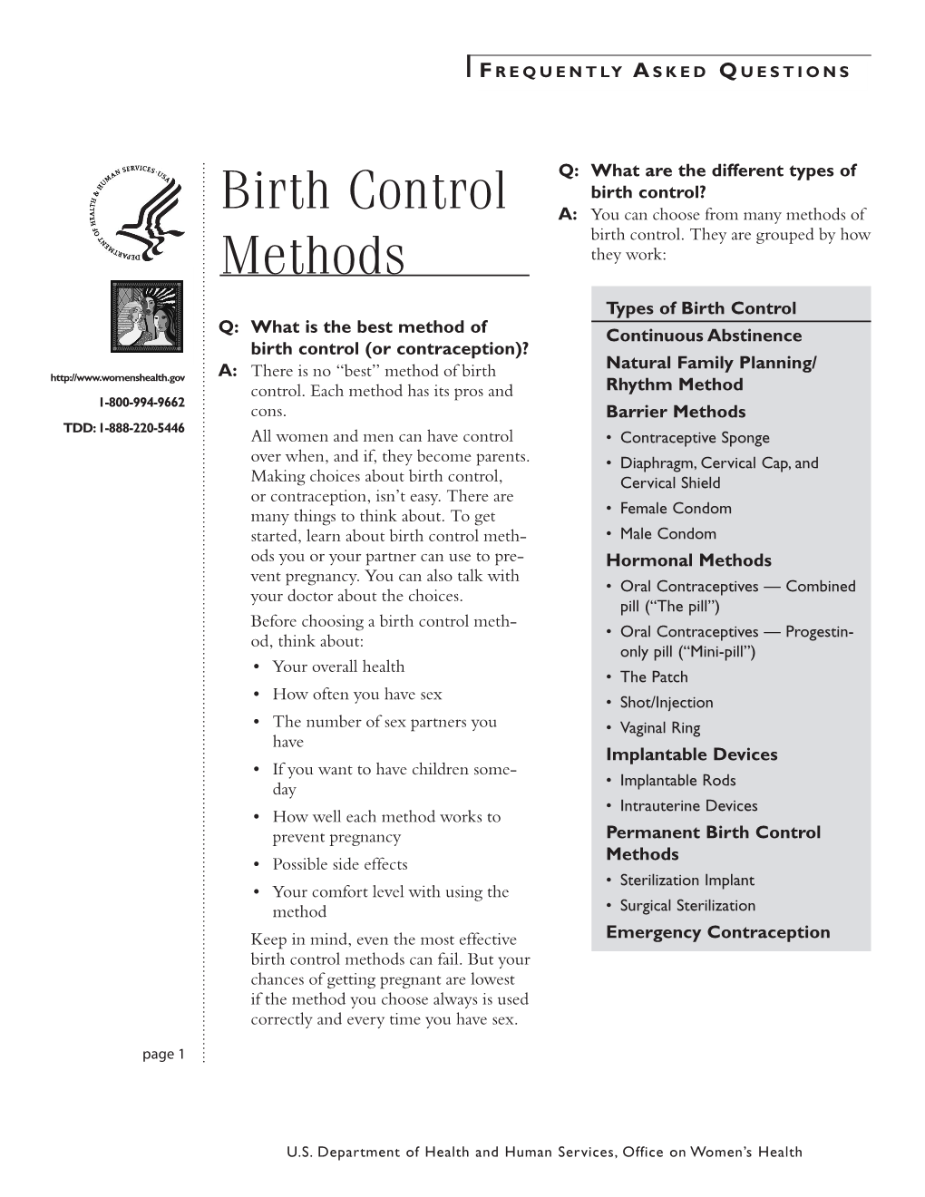 Birth Control Methods