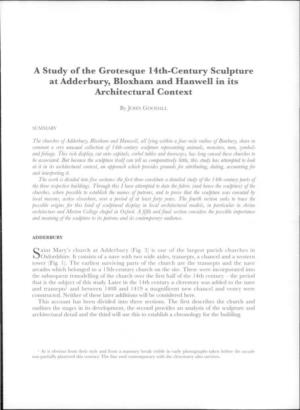 A Study of the Grotesque 14Th-Century Sculpture at Adderbury, Bloxhaill and Hanwell in Its Architectural Context