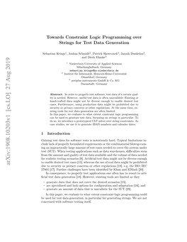 Arxiv:1908.10203V1 [Cs.LO] 27 Aug 2019 Ca Etdt Eeain[8.Hwvr Xsigtosar Tools Existing However, [18]