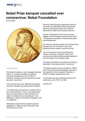 Nobel Foundation 21 July 2020