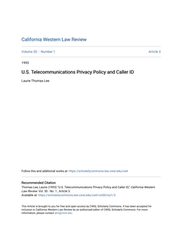 U.S. Telecommunications Privacy Policy and Caller ID