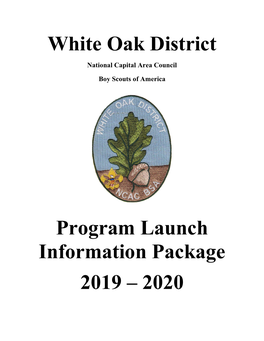 White Oak District Program Launch Information Package 2019 – 2020