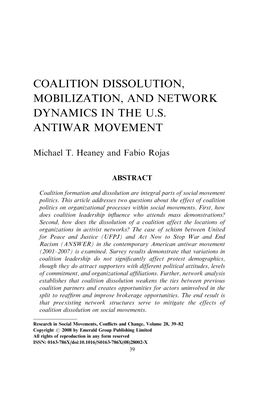 Coalition Dissolution, Mobilization, and Network Dynamics in the U.S