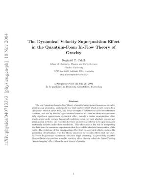 The Dynamical Velocity Superposition Effect in the Quantum-Foam In